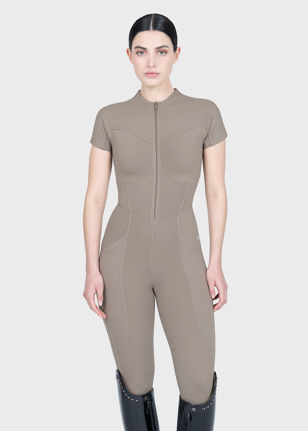Maximilian Equestrian Air-Tech Riding Jumpsuit taupe