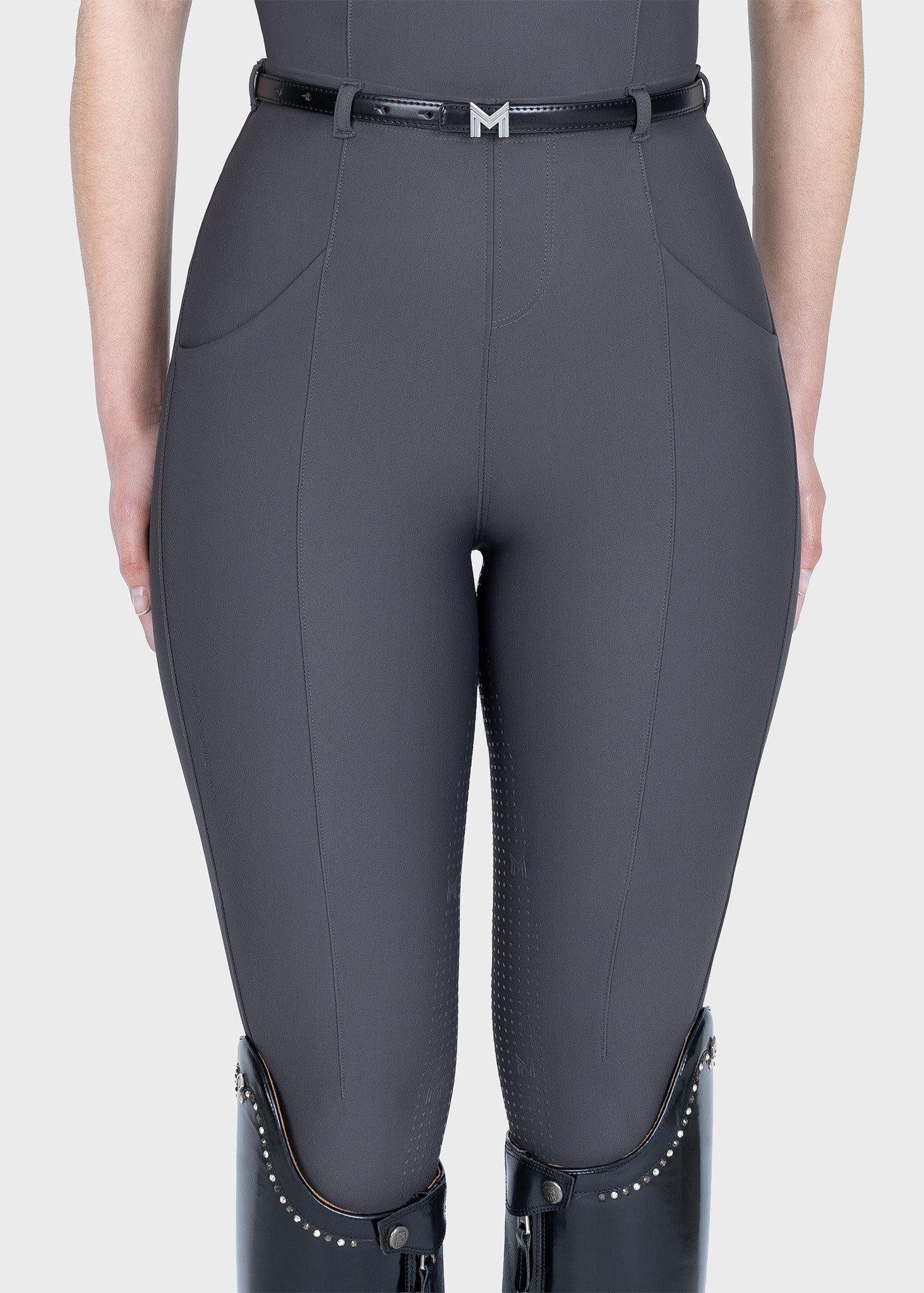 MAXIMILIAN EQUESTRIAN Halo Riding Leggings + Belt graphite