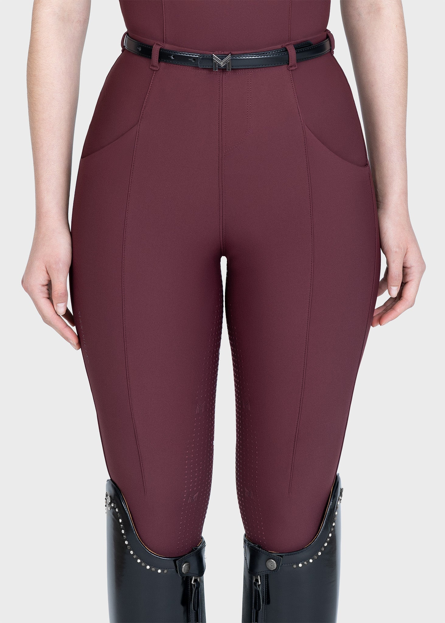 MAXIMILIAN EQUESTRIAN Halo Riding Leggings + Belt rosewood