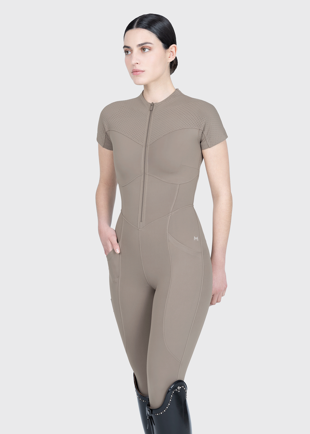 Maximilian Equestrian Air-Tech Riding Jumpsuit taupe