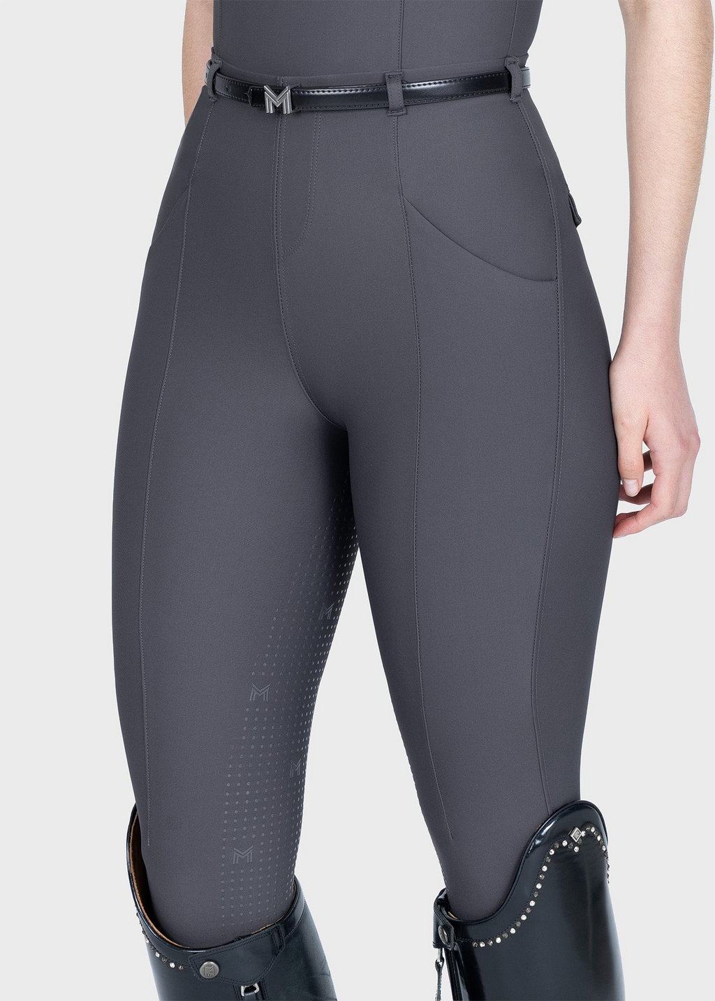MAXIMILIAN EQUESTRIAN Halo Riding Leggings + Belt graphite