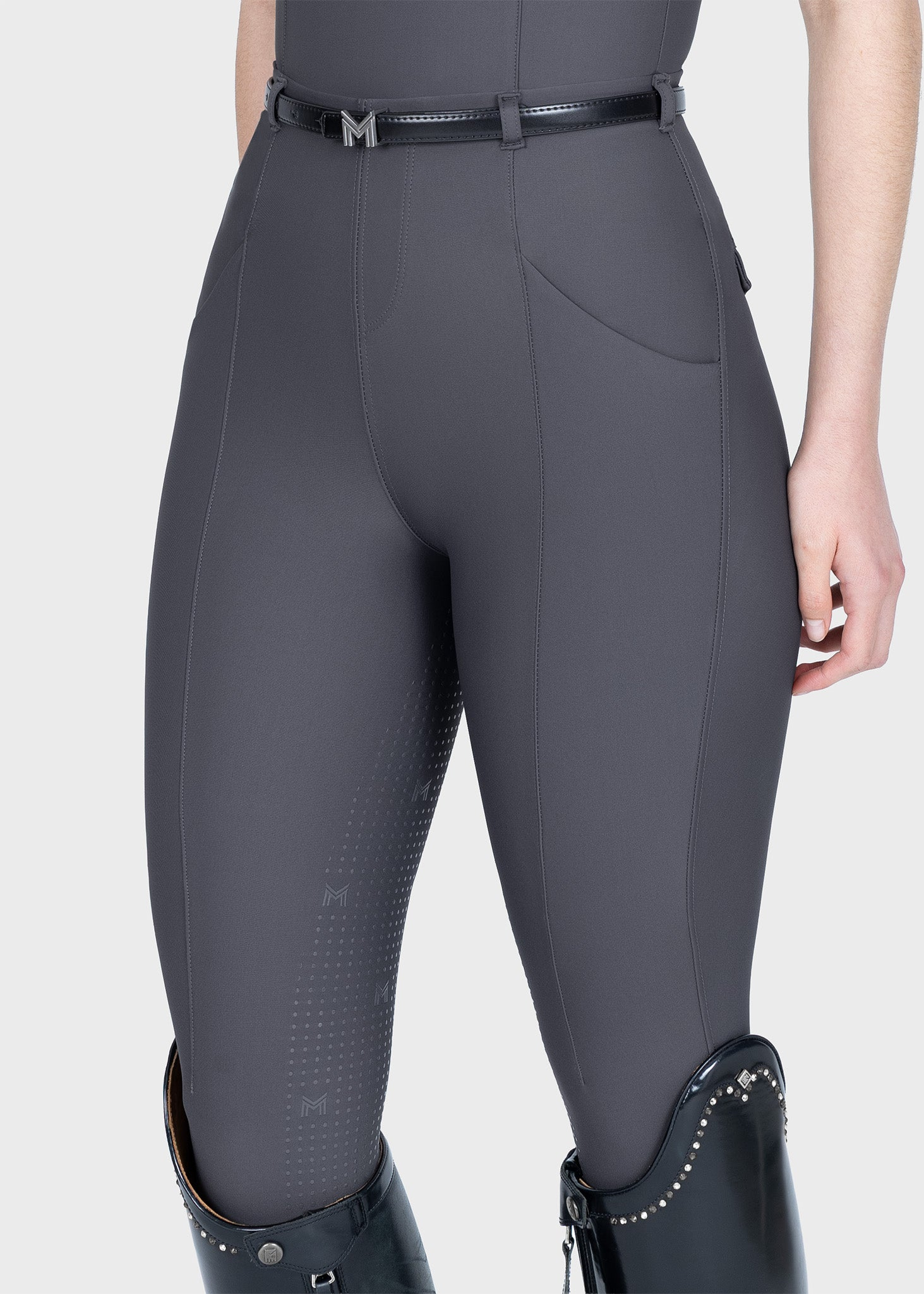 MAXIMILIAN EQUESTRIAN Halo Riding Leggings + Belt graphite