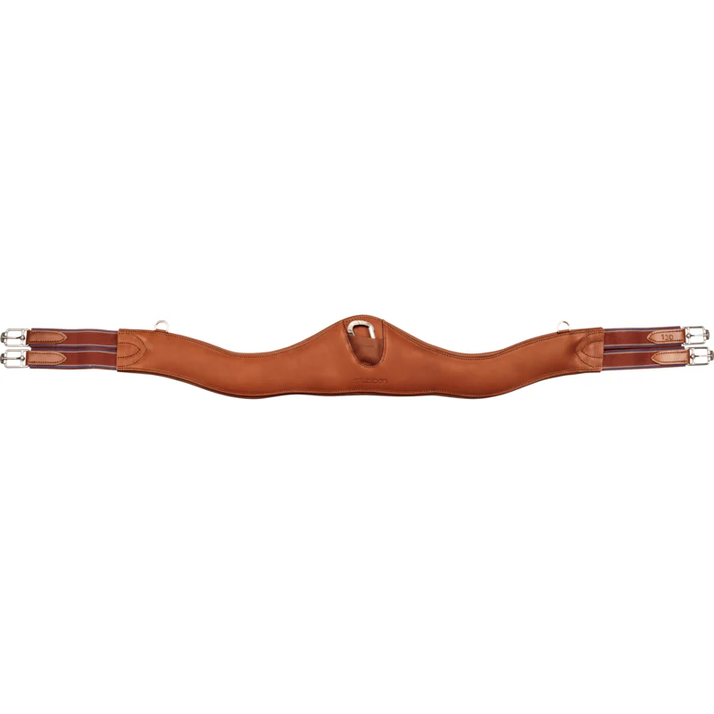 stübben Leder-Sattelgurt Contour mit beidseitigem Elastikzug cognac