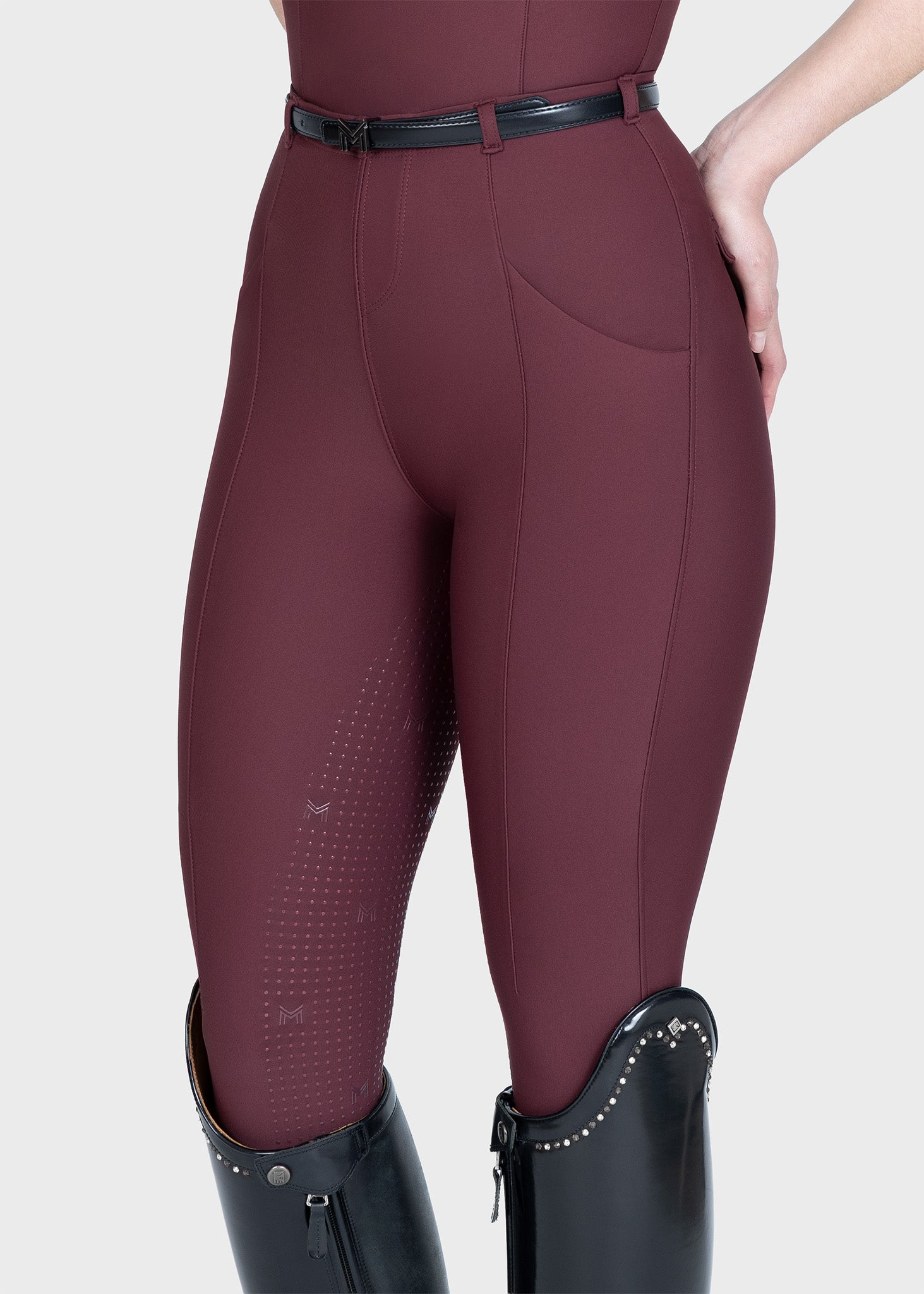 MAXIMILIAN EQUESTRIAN Halo Riding Leggings + Belt rosewood