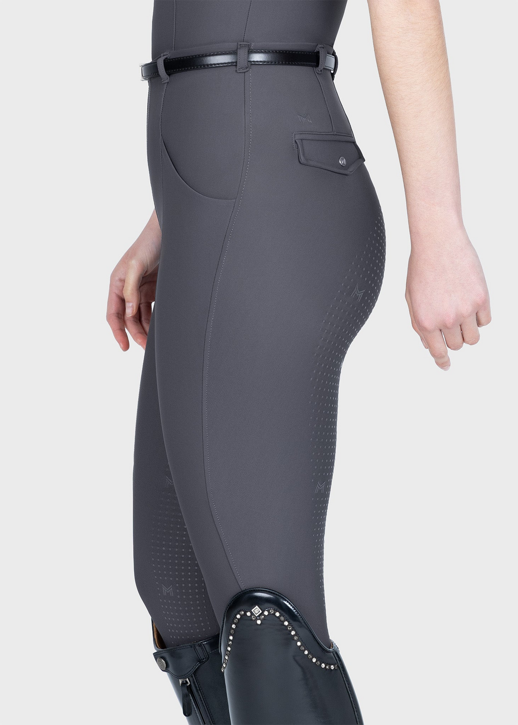 MAXIMILIAN EQUESTRIAN Halo Riding Leggings + Belt graphite