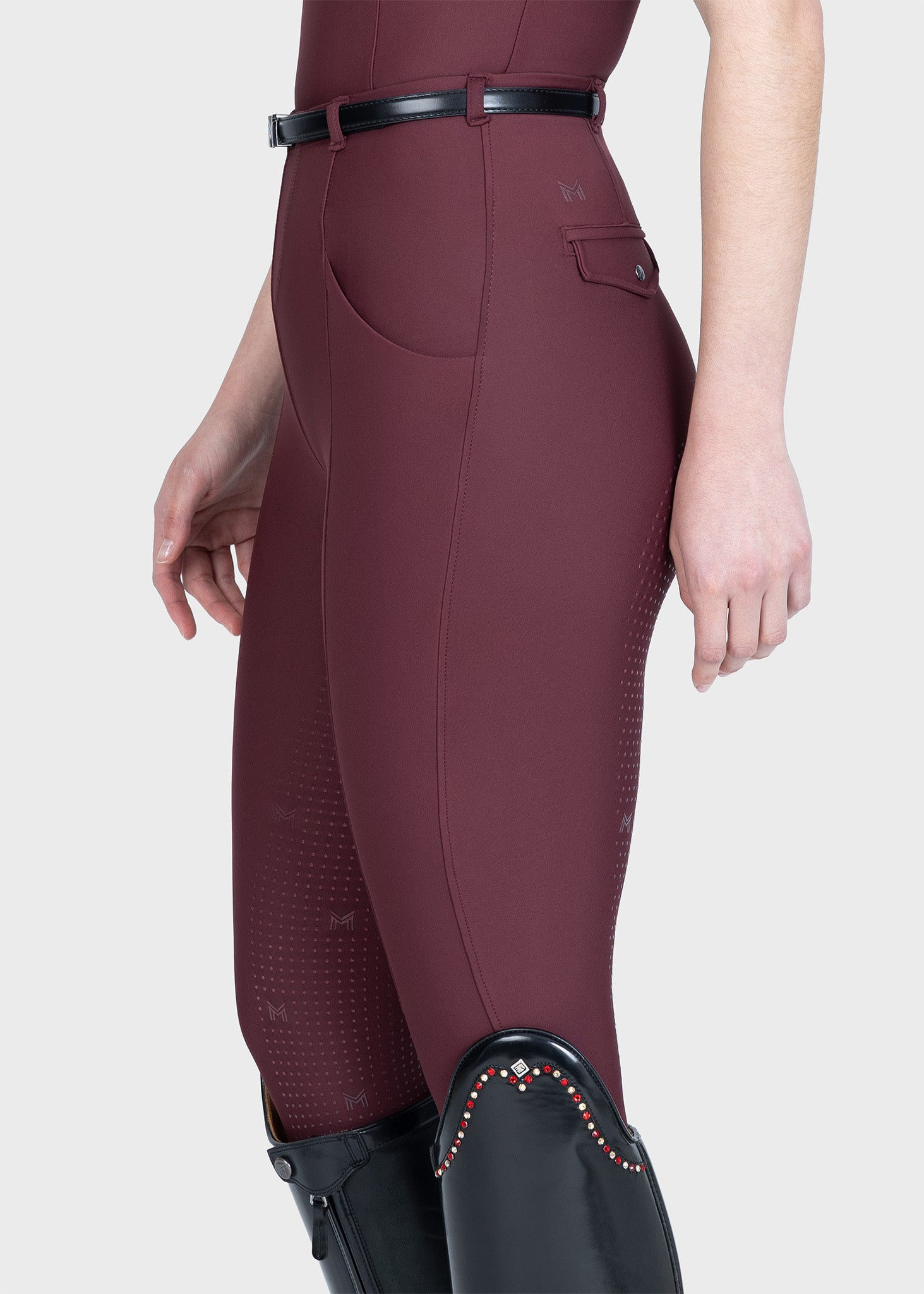 MAXIMILIAN EQUESTRIAN Halo Riding Leggings + Belt rosewood