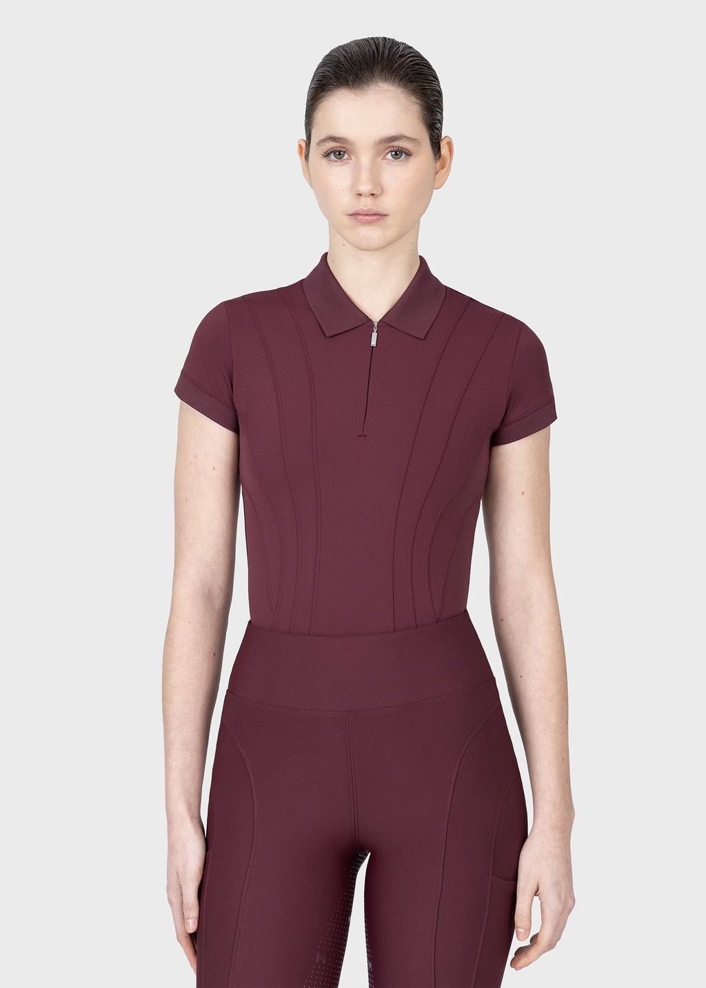 MAXIMILIAN EQUESTRIAN Arc Kurzarm Polo Shirt rosewood