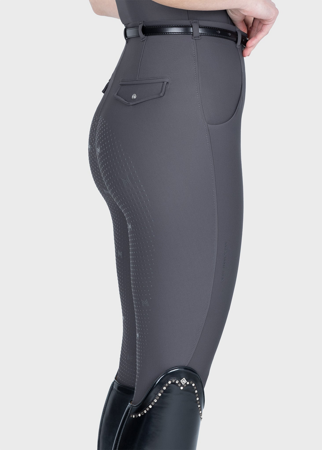 MAXIMILIAN EQUESTRIAN Halo Riding Leggings + Belt graphite