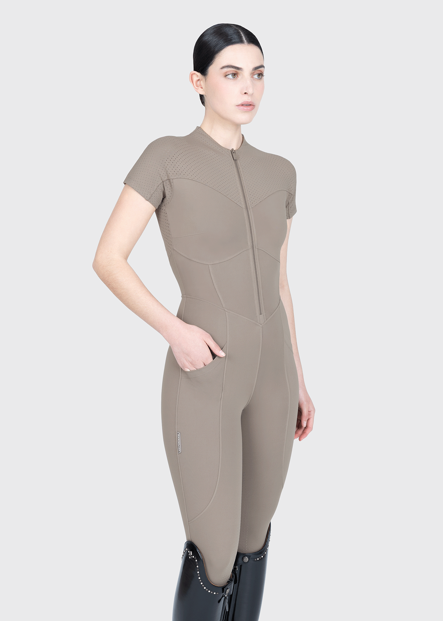Maximilian Equestrian Air-Tech Riding Jumpsuit taupe