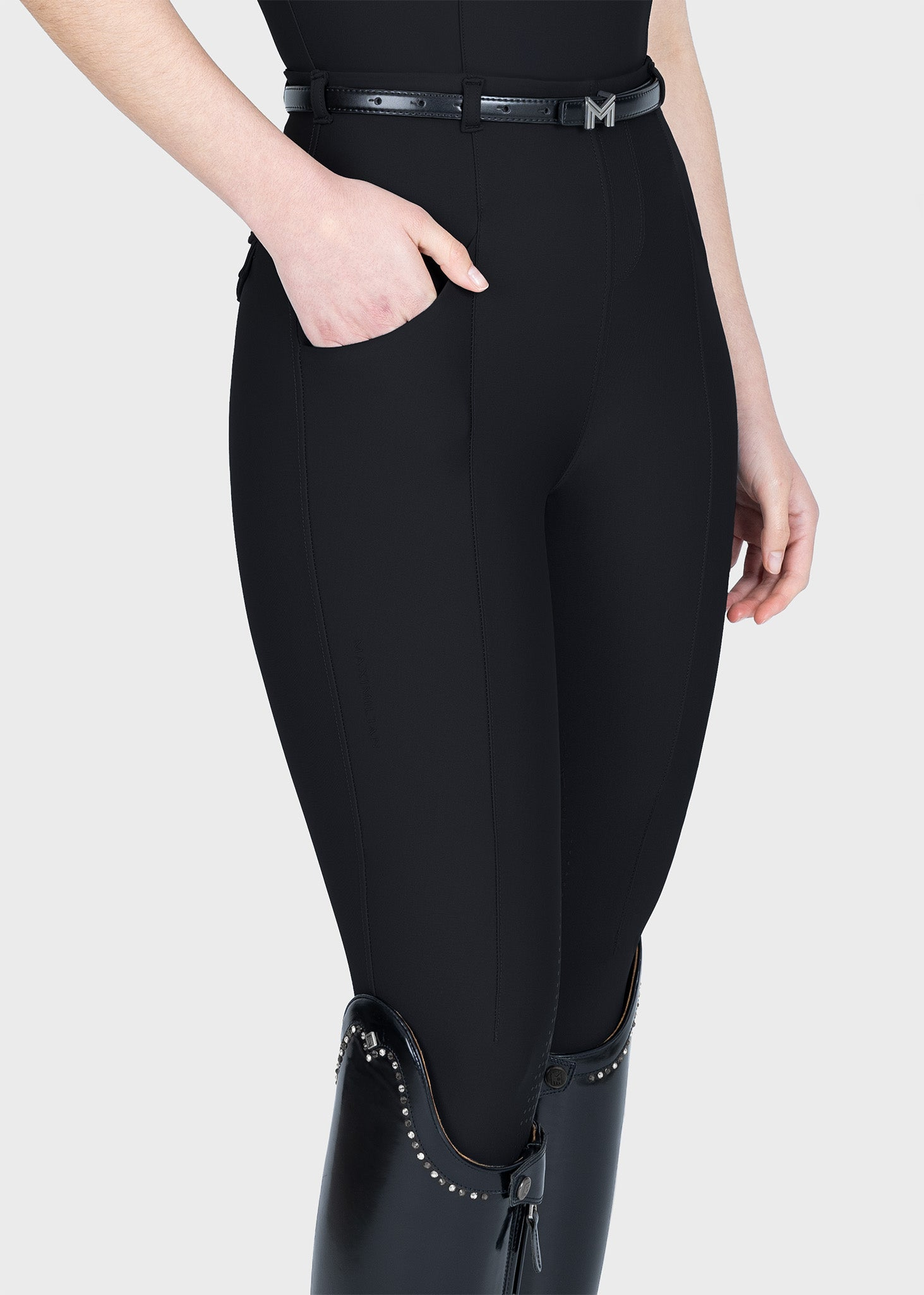 MAXIMILIAN EQUESTRIAN Halo Riding Leggings + Belt black