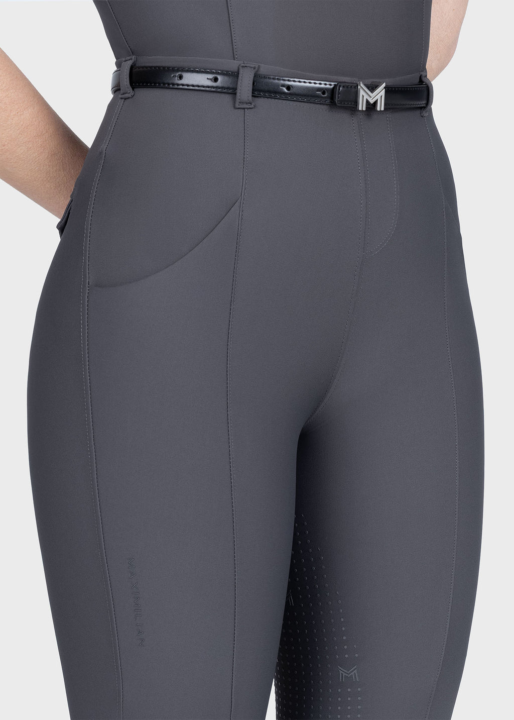 MAXIMILIAN EQUESTRIAN Halo Riding Leggings + Belt graphite