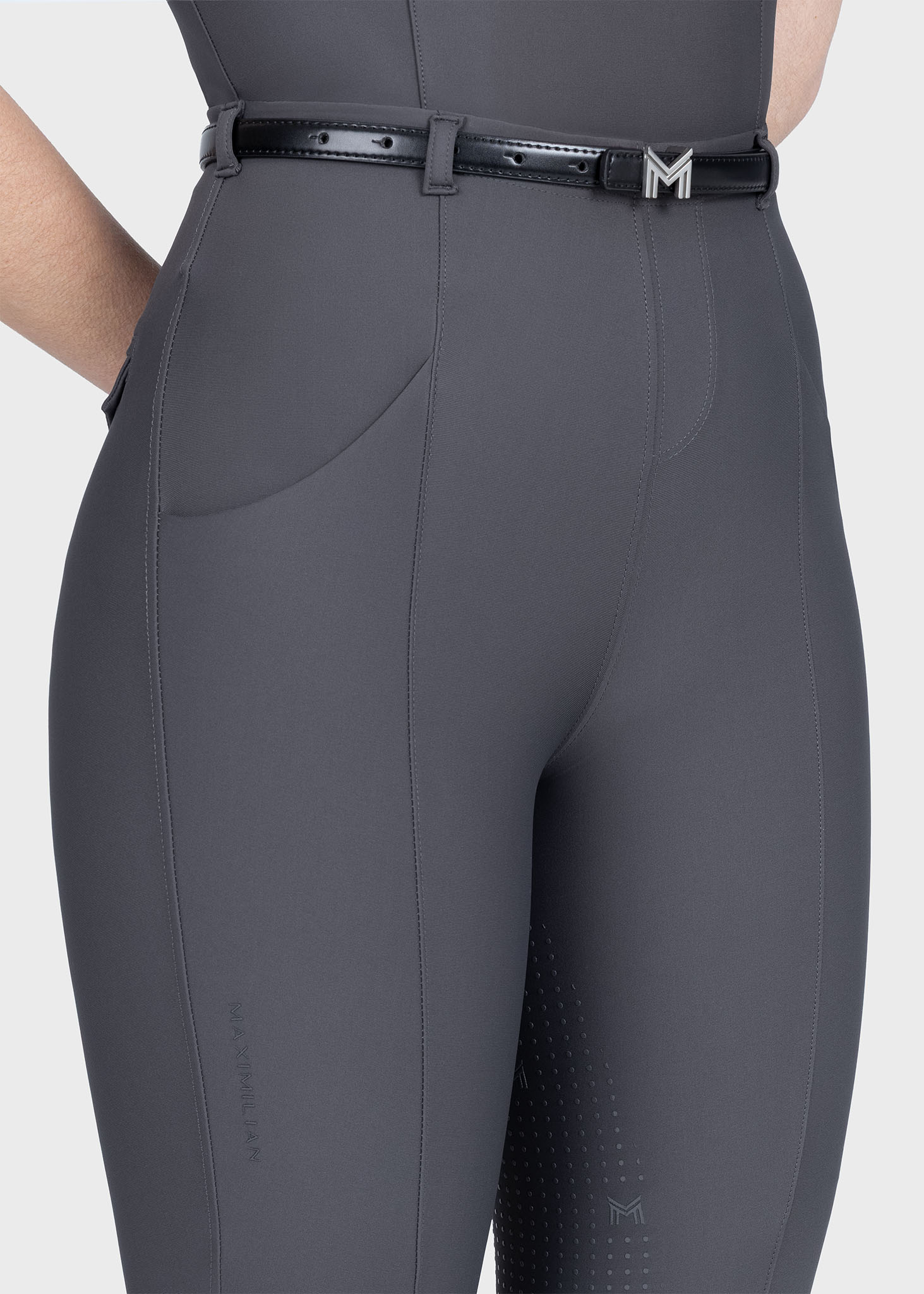 MAXIMILIAN EQUESTRIAN Halo Riding Leggings + Belt graphite