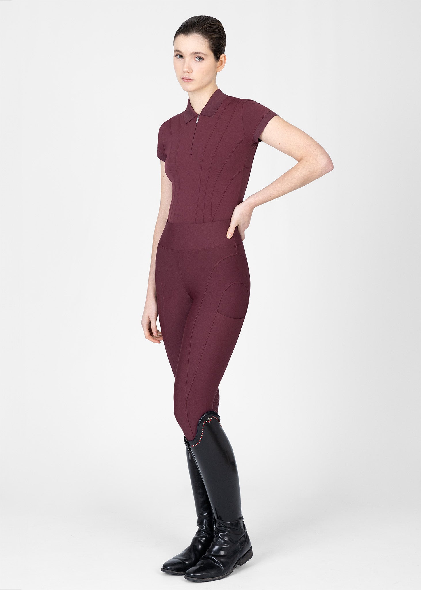MAXIMILIAN EQUESTRIAN Arc Kurzarm Polo Shirt rosewood