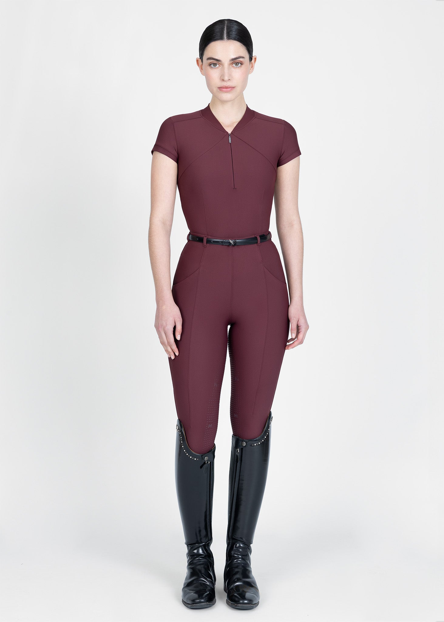 MAXIMILIAN EQUESTRIAN Halo Riding Leggings + Belt rosewood