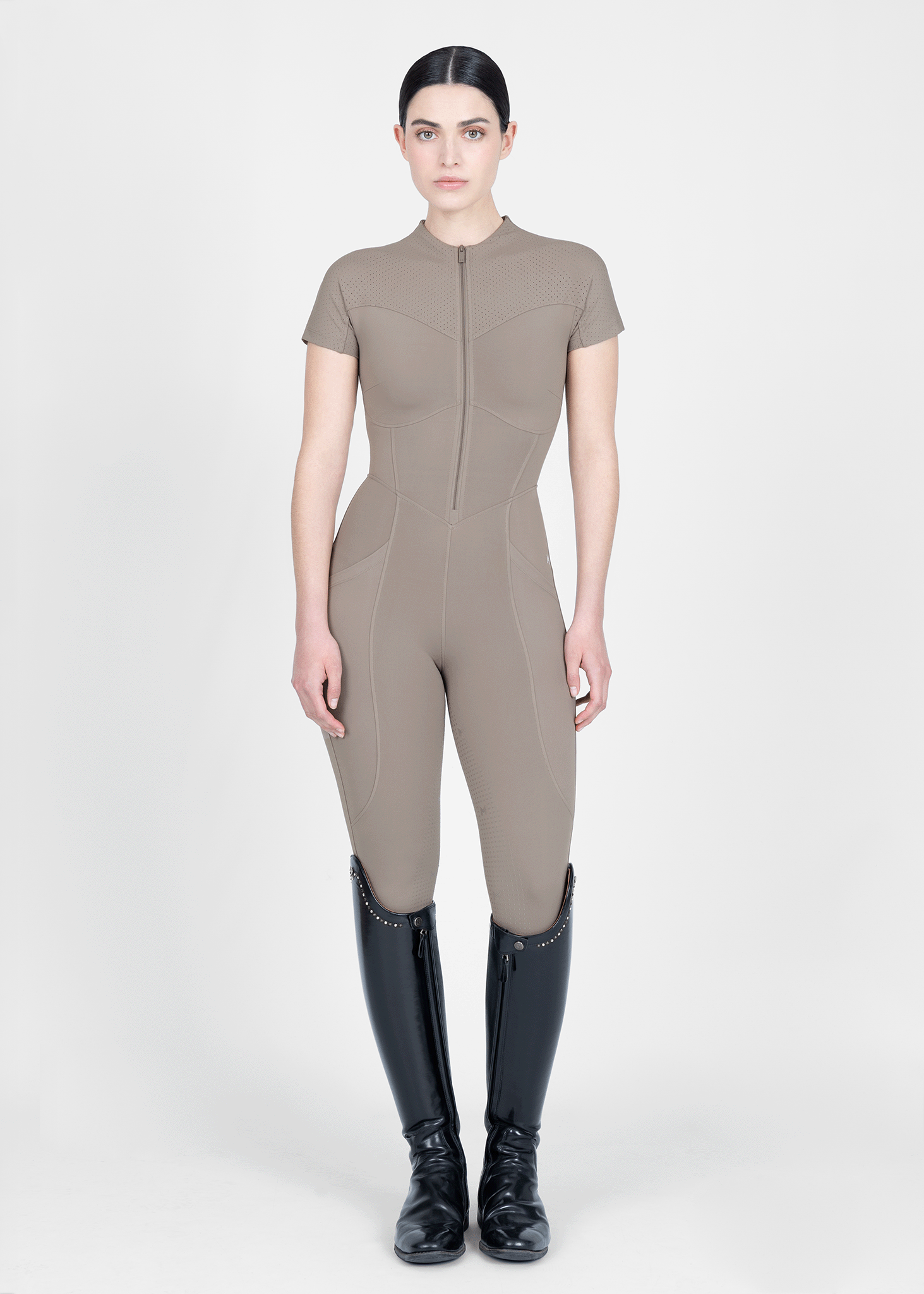 Maximilian Equestrian Air-Tech Riding Jumpsuit taupe