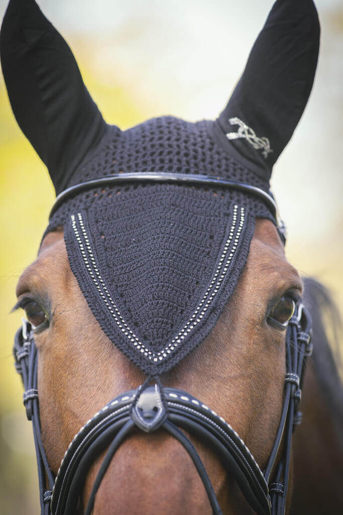 Penelope Fliegenhaube Strass schwarz