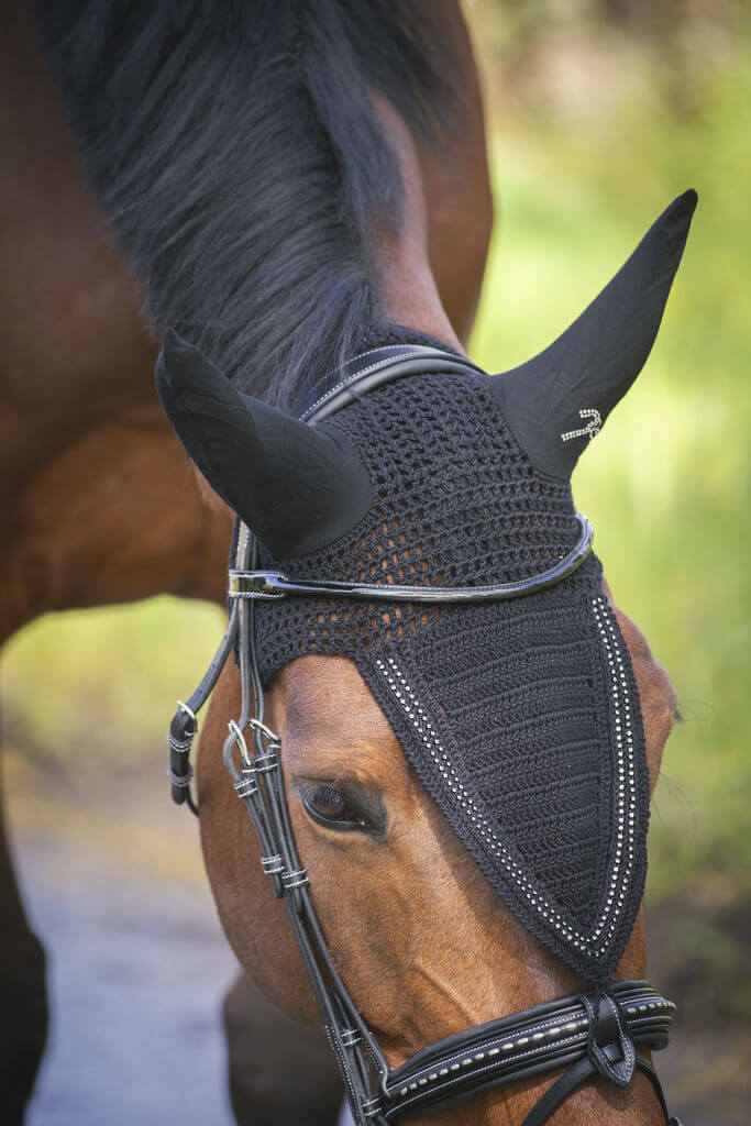 Penelope Fliegenhaube Strass schwarz