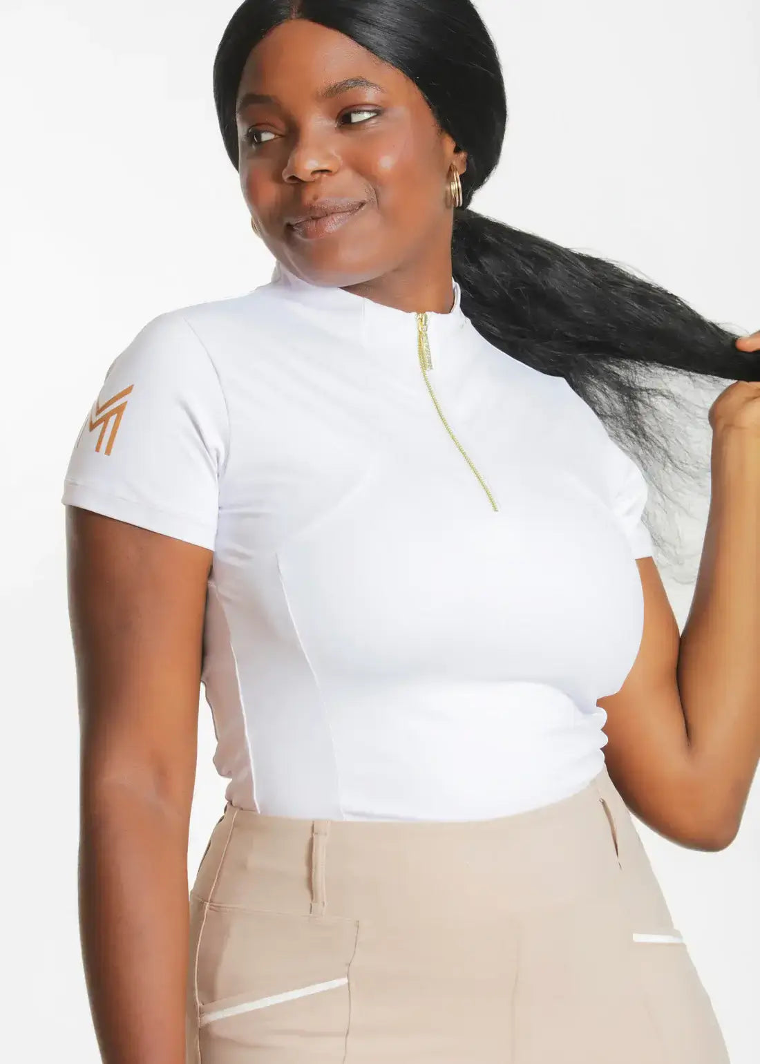 MAXIMILIAN EQUESTRIAN Kurzarm Shirt Base Layer white gold