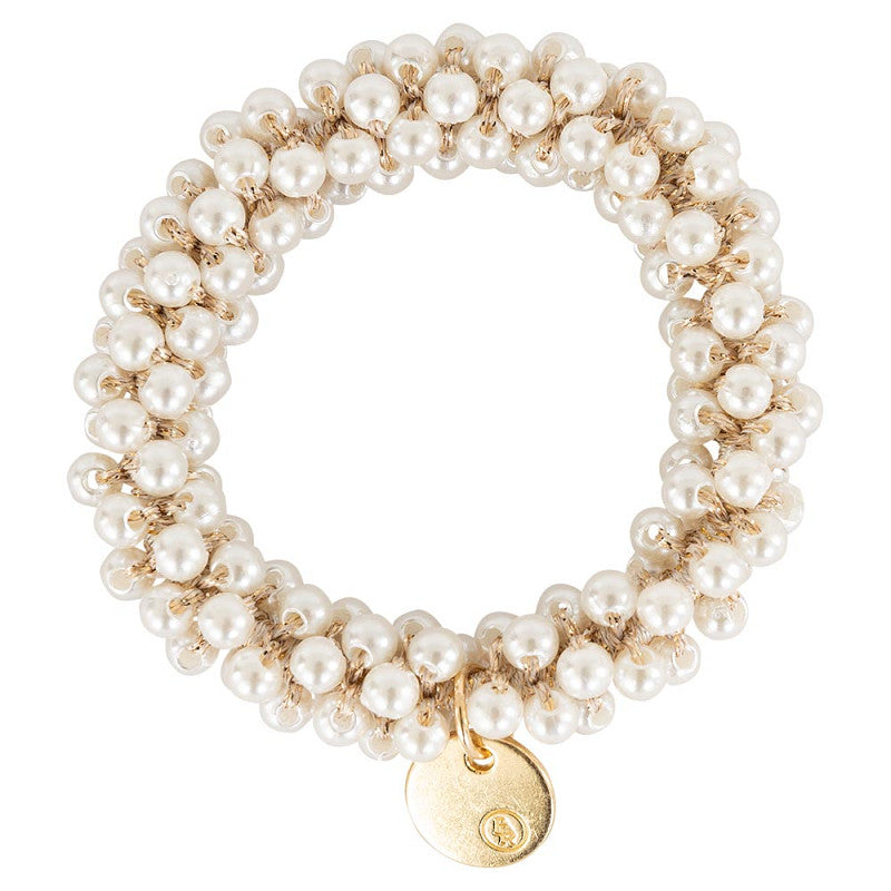 BR Haargummi Beads White Pearl