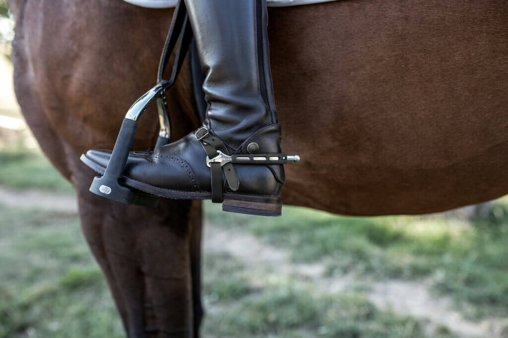 SPRENGER Sporenriemen LEDER schwarz 45cm Schnalle Silber