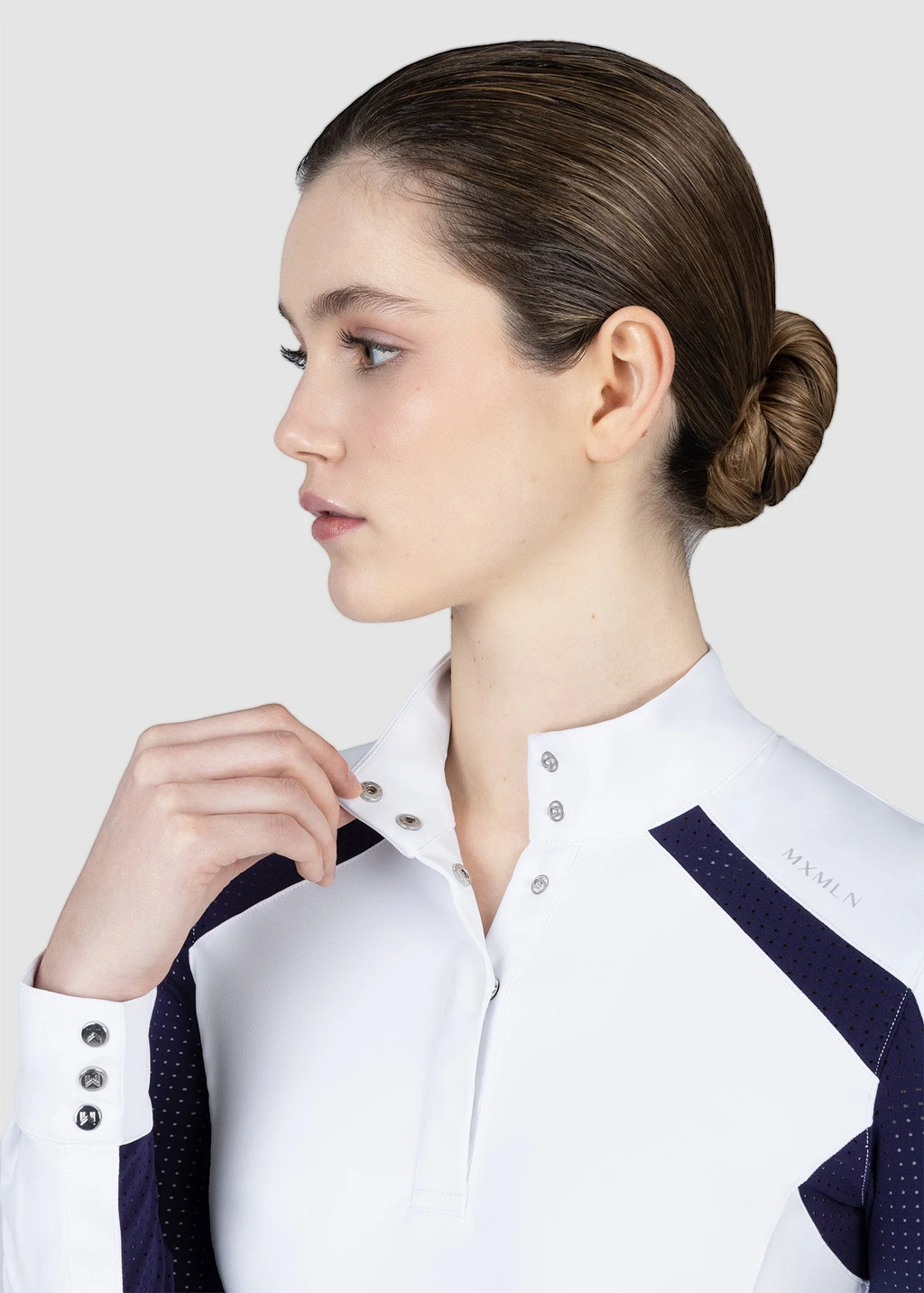 MAXIMILIAN EQUESTRIAN Aveen Langarm Show Shirt weiß navy