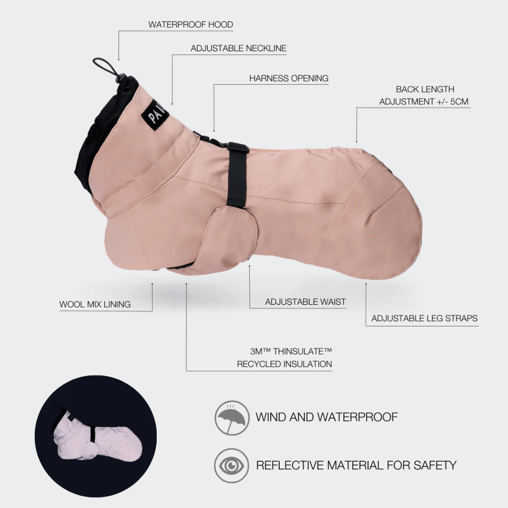 PAIKKA Visibility Wintermantel für Hunde Wool Rose