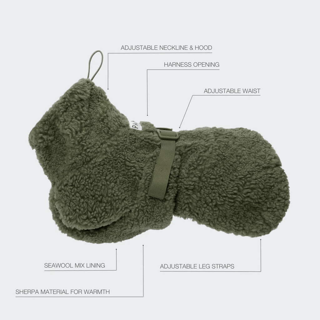 PAIKKA Sherpa Mantel für Hunde – Olive