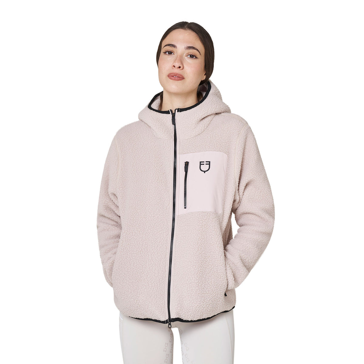 Equestro Damen-Teddyfleece-Hoodie mit Reißverschluss
