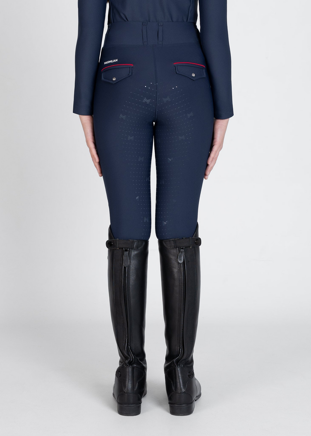 MAXIMILIAN EQUESTRIAN YR Pro Riding Leggings navy red
